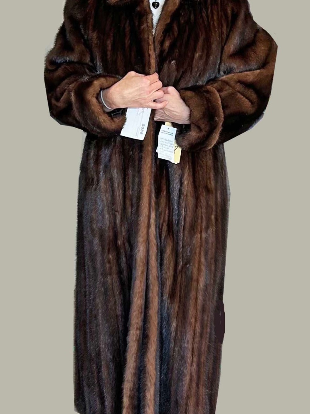 MINK COAT, CHRISTIAN DIOR, MADE IN FRANCE, MISSES 10, MAHOGANY BROWN, MAXI LENGT